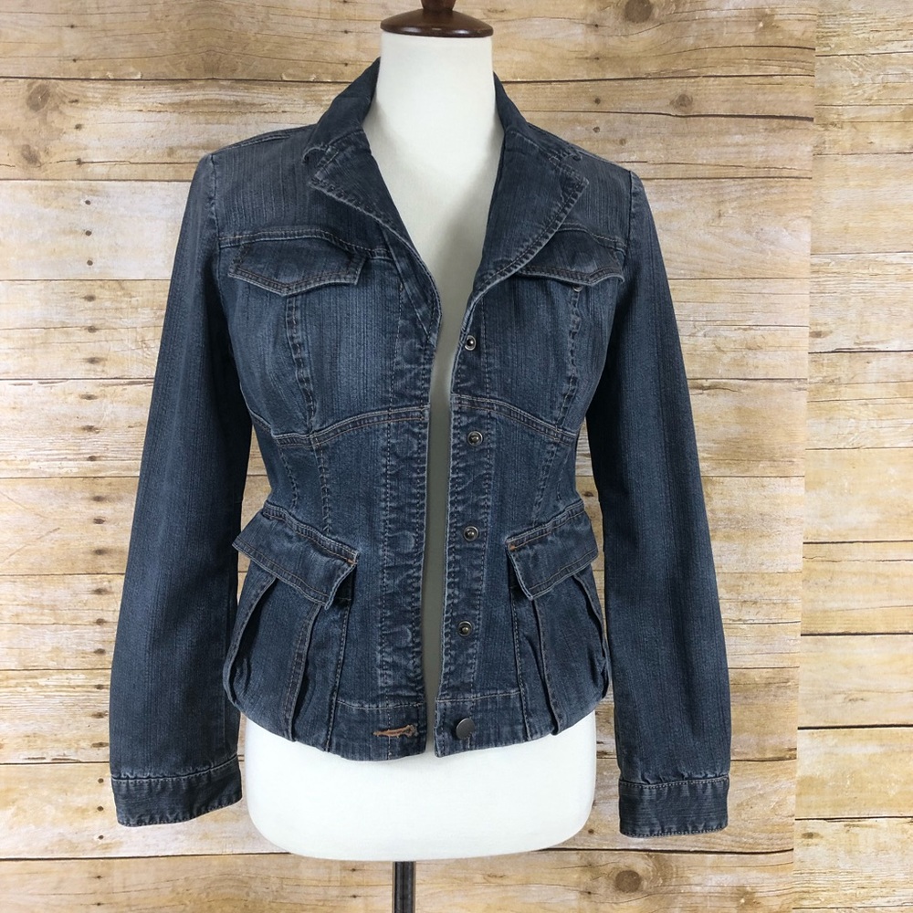 Express Button Down Denim Jacket Sz M - image 1